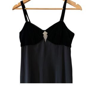 Vintage Y2K Liz Claiborne Black Velvet Empire Waist Maxi Dress